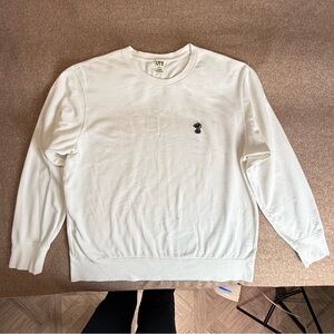 KAWS Men’s White Crewneck Sweatshirt with Small Black Embroidered Motif